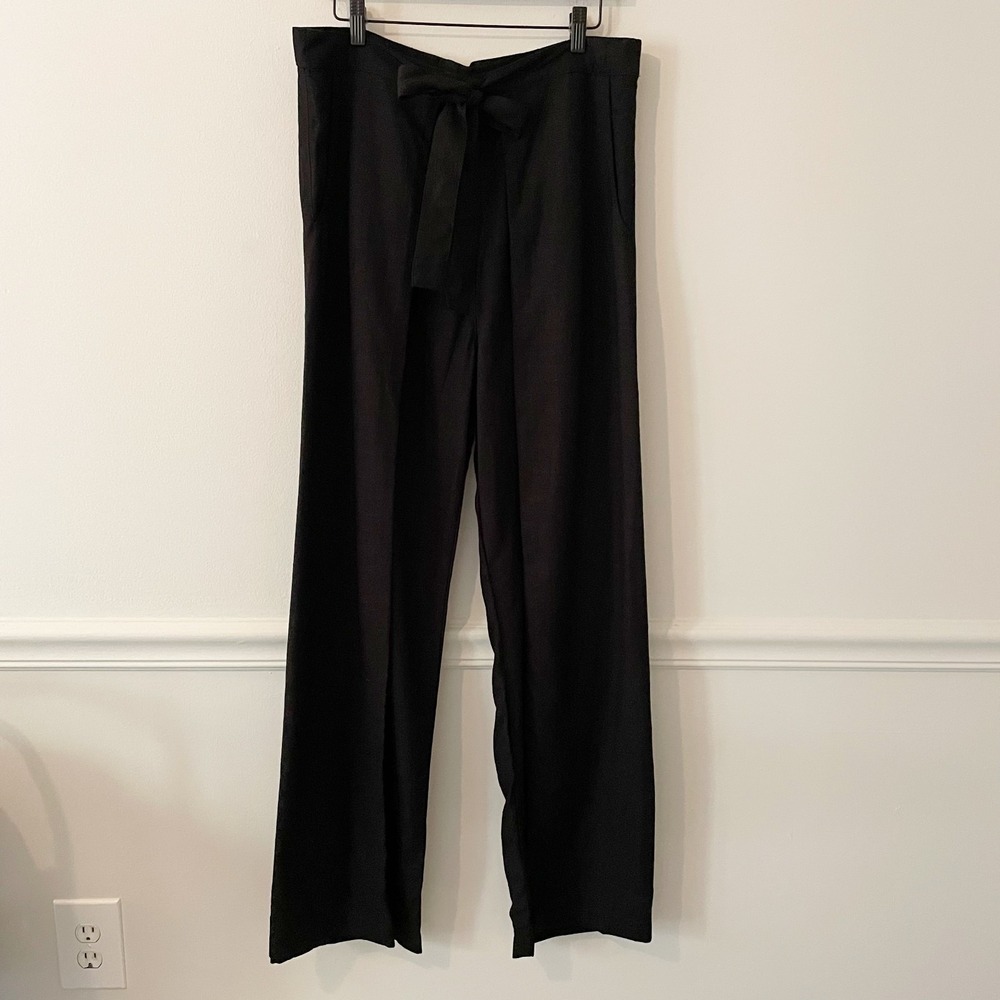 NWT Jonny Cota Skingraft Womens Linen Blend Wrap Wide Leg Pants Size 8 Tie Waist